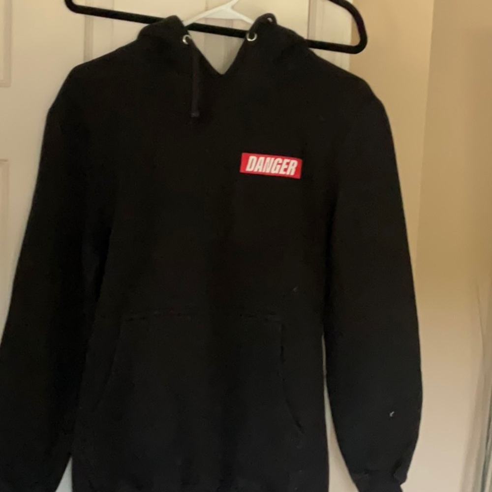 Black Hoodie with Red Danger Logo